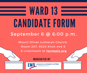 LWV Candidate Forum 9/6 at 6pm